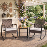 Tangkula 3 Pieces Outdoor Rocking Chairs Set