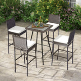 Tangkula Set of 2 Patio Wicker Barstools, Outdoor Bar Height Chair