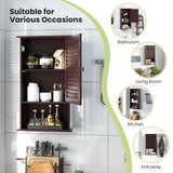 Tangkula Medicine Cabinet, Wall Mounted Bathroom Cabinet Single Door Wooden