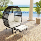 Tangkula Oversized Wicker Egg Chair with Ottoman