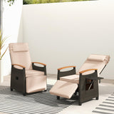 Tangkula Patio Wicker Recliner Chair w/Adjustable Backrest & Footrest