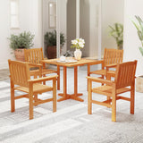 Tangkula Outdoor Wooden Dining Chairs with Inclined Backrests and Slatted Seats
