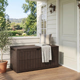 Tangkula Outdoor Storage Box | Waterproof PP Resin Patio Storage Box with Lockable Lid