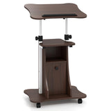 Tangkula Height Adjustable Laptop Table with Tilting Tabletop & Storage Shelves