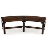 Tangkula Patio Curved Bench, Carbonized Wood Dining Bench for Round Table, Spacious & Slatted Seat