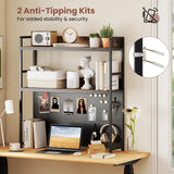 Tangkula Desktop Bookshelf Multipurpose 2-Tier Desk Hutch with Pegboard