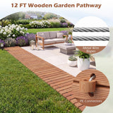 Tangkula 12 FT Wooden Garden Pathway Roll Out Decorative Outdoor Walkway (1/2)