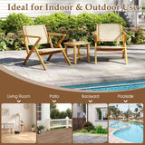 Tangkula Teak Wood Outdoor Dining Chair for Living Room