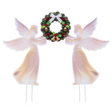 Tangkula Outdoor Christmas Angel & Wreath Decorative Set, Angel Yard Signs