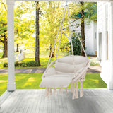 Tangkula Hanging Hammock Chair, Boho Style Macrame Hammock Swing with Soft Cushions, Tassels