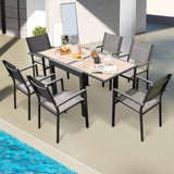 Tangkula 31.5”-63” Extendable Patio Table, Outdoor Aluminum Table for 4-6 People (Natural, 63")