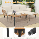 Tangkula 3 Pieces L-Shaped Patio Furniture Set for Backyard Porch Balcony