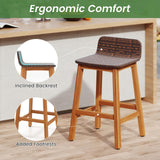 Tangkula Solid Acacia Wood Bar Stools Set of 2/4