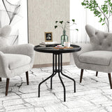 Tangkula 27.5 Inches Patio Round Glass Dining Table with 1.57" Umbrella Hole
