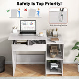 Tangkula Lift Top Computer Desk, Small Standing Laptop Desk with 2 Hidden Compartments & 2 Open Storage Shelves