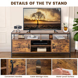 Tangkula TV Stand for TVs up to 65"- 58"TV Console Table w/Side Cabinets & Adjustable Shelf