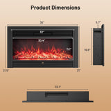 Tangkula Electric Fireplace Insert with Remote Control Adjustable Flame Colors and Brightness