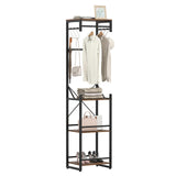Tangkula Freestanding Coat Rack with 4 Storage Shelves and 6 Hooks