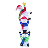 Tangkula 6 FT Lighted Christmas Stacked Snowman Set, Light-up Christmas Decoration with 155 LED Lights