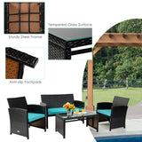 Tangkula 6 Pieces Outdoor Sectional Conversation PE Rattan Sofa Set