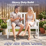 Tangkula 2-Person HDPE Outdoor Garden Bench with Backrest for Balcony