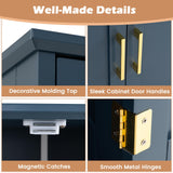 Tangkula Bathroom Floor Storage Cabinet with 4 Doors and 2 Adjustable Shelves