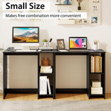 Tangkula Small Desk with Shelves for Small Space