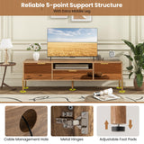 Tangkula Mirrored TV Stand for TV up to 65”, Modern TV Console Table w/Spacious Tabletop