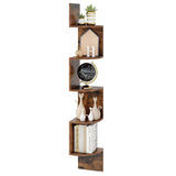 Tangkula 5-Tier Farmhouse Floating Corner Shelf Wall Mount