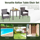 Tangkula 3 Pieces Patio Furniture Set, Outdoor Mix Brown Wicker Dining Set