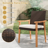 Tangkula Patio Wicker Dining Chair Set of 2/4 for Deck Garden Poolside Backyard