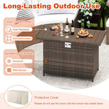 Tangkula 44.5 Inch Propane Fire Pit Table with Metal Slatted Tabletop & Stainless Steel Burner