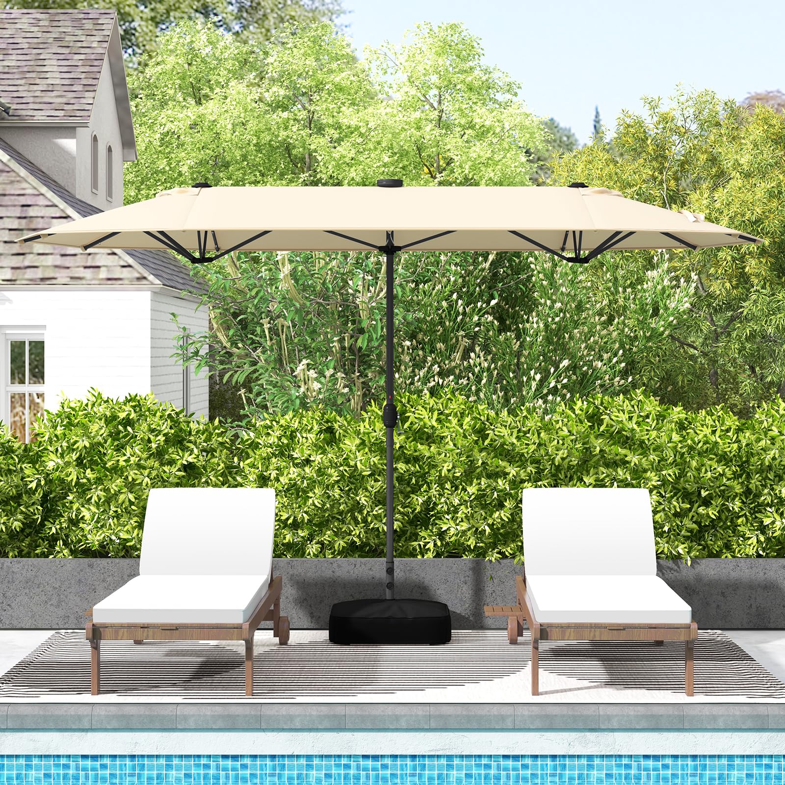 Tangkula 13FT Double-sided Patio Umbrella with Solar Lights, Large Twi – tangkula