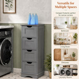 Tangkula 12 x 12 x 33 Inch Bathroom Floor Cabinet with 4 Drawers