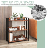 Tangkula 3 Tier Industrial Book Shelf with Adjustable Shelves and Metal Frame