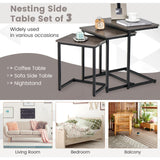 Tangkula Nesting Table Set of 3, Rectangle Stacking Side End Table w/Wood Top & Metal Legs