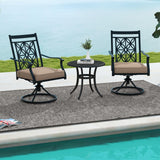 Tangkula Patio Swivel Dining Chairs Set of 2, Heavy Duty Metal Outdoor Dining Chairs with Thick Cushions