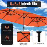 Tangkula 8 Piece Rattan Outdoor Dining Set with 13Ft Umbrella for 6