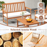 Tangkula 4/8-Piece Acacia Wood Patio Conversation Set