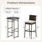 Tangkula 3 Piece Outdoor Bar Set for Porch