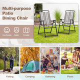 Tangkula Patio Folding Chairs Set of 2, Portable Sling Lawn Chairs with Metal Frame