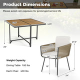 Tangkula Outdoor Rectangular Table and Chairs with Acacia Wood Tabletop