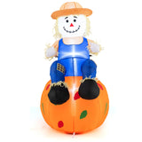 Tangkula 4 FT Fall Inflatable Decoration Scarecrow Sitting on Pumpkin