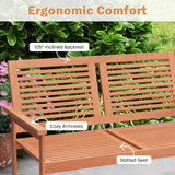 Tangkula 2 Person Heavy Duty Patio Loveseat Chair with Slatted Backrest and Seat