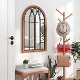 Tangkula Arched Window Mirror, Window Frame Decor Wall Mounted Mirror with Back Board, 24" x 36" Wall Mirror