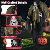 Tangkula 8.2 FT Halloween Animatronics Standing Witch with Wings, Voice Activated Ghost with Lighted Eyes