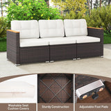Tangkula 3 Seat Patio Couch Sofa with Thick Cushion for Porch