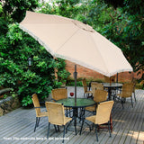 Tangkula 9Ft Patio Umbrella with Fringe, Boho Umbrella with Tassels, Crank Handle, Push Button Tilt