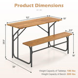 Tangkula Patio Dining Bench Set with Metal Legs for Balcony