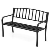 Tangkula Metal Outdoor Park Bench 50 Inches Patio Garden Bench